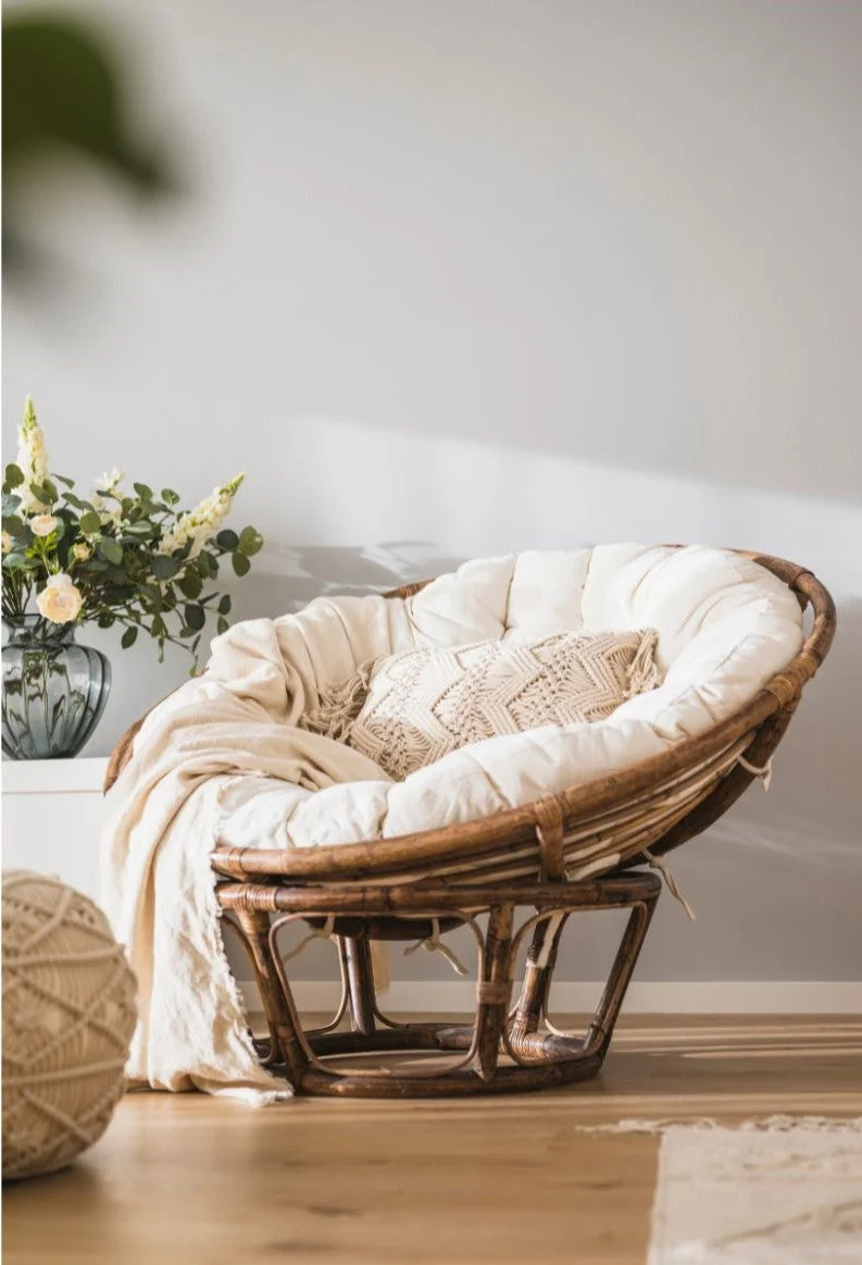 Rundes Cordkissen für Papasan-Sessel