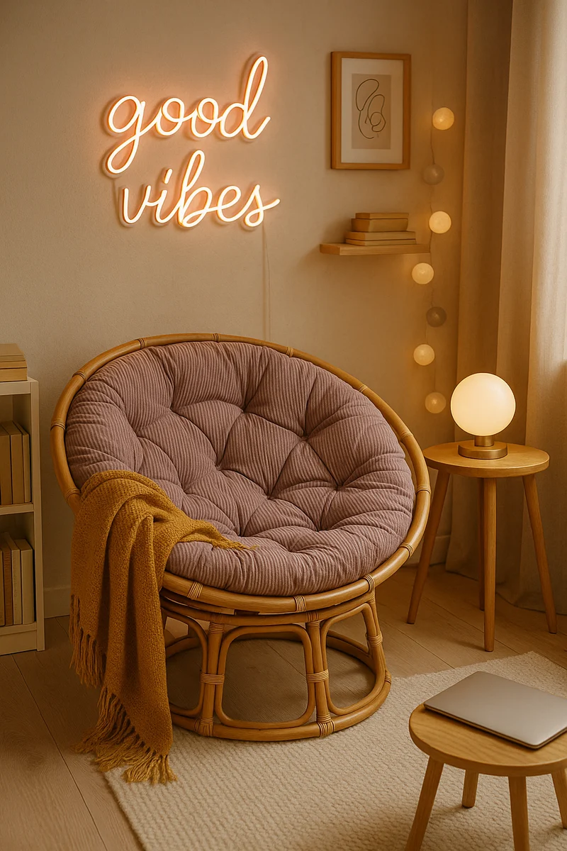 Rundes Cordkissen für Papasan-Sessel