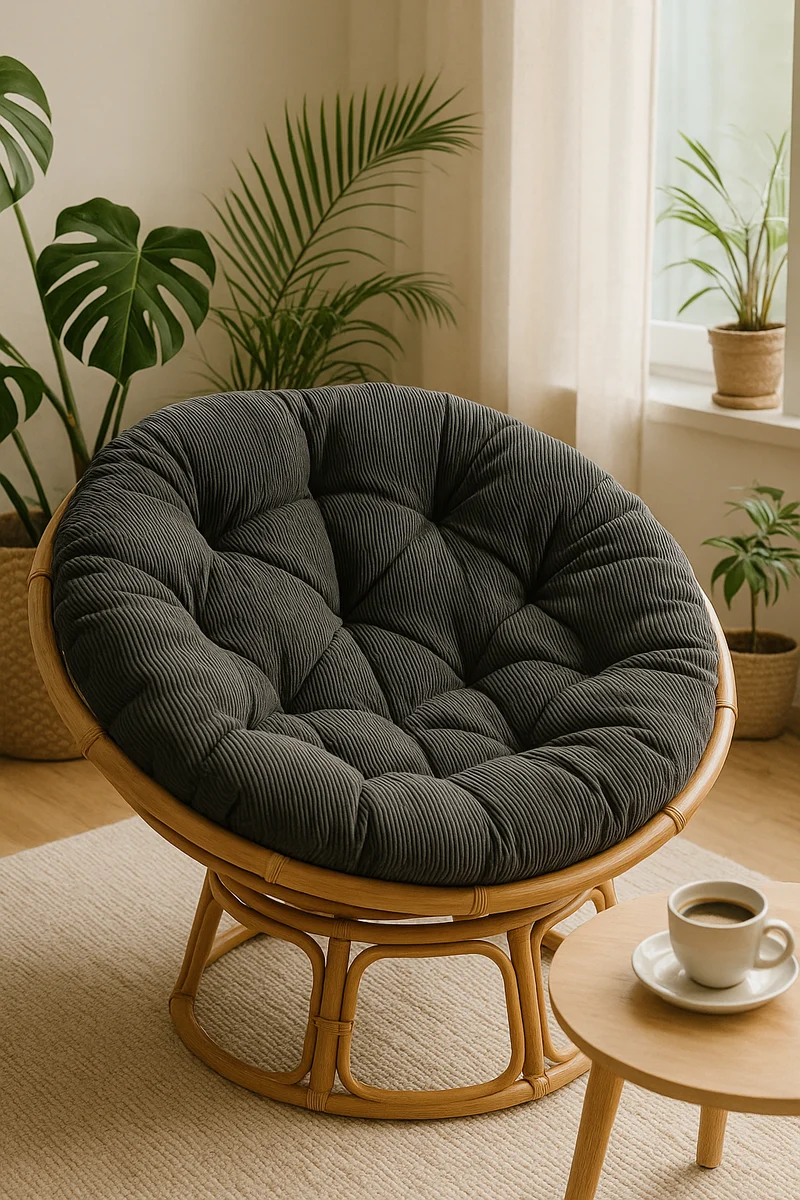 Rundes Cordkissen für Papasan-Sessel