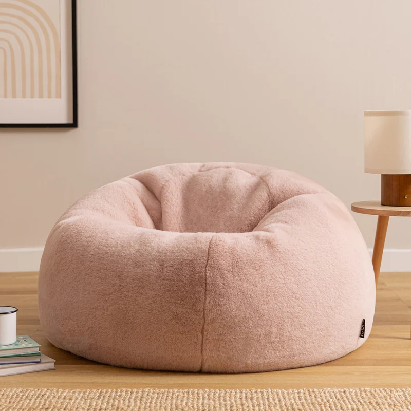 Kingston Klassischer Sitzsack, Kunstkaninchenfell, Rosé