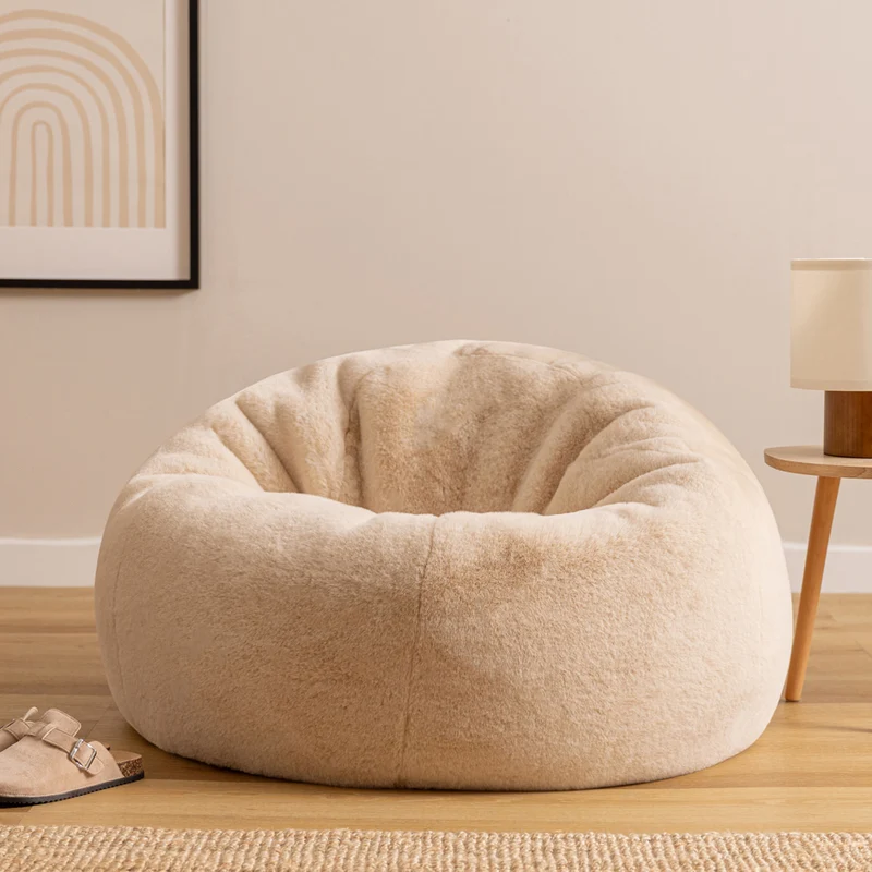 Kingston Klassischer Sitzsack, Kunsttkaninchenfell, Naturfarbe