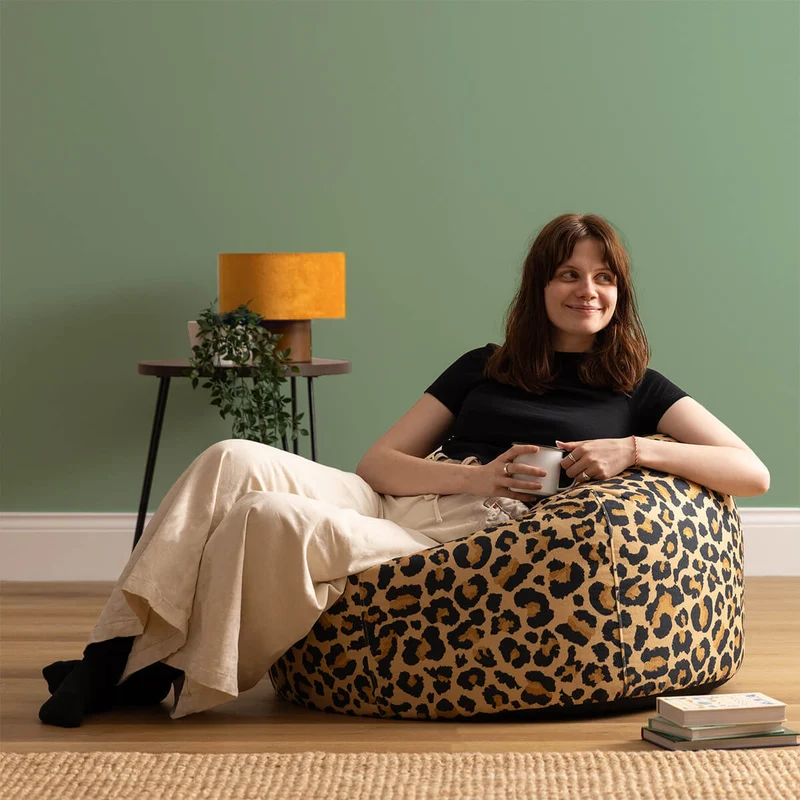 Kingston Gewebter Klassischer Sitzsack, Leoparden-Print, Mehrfarbig