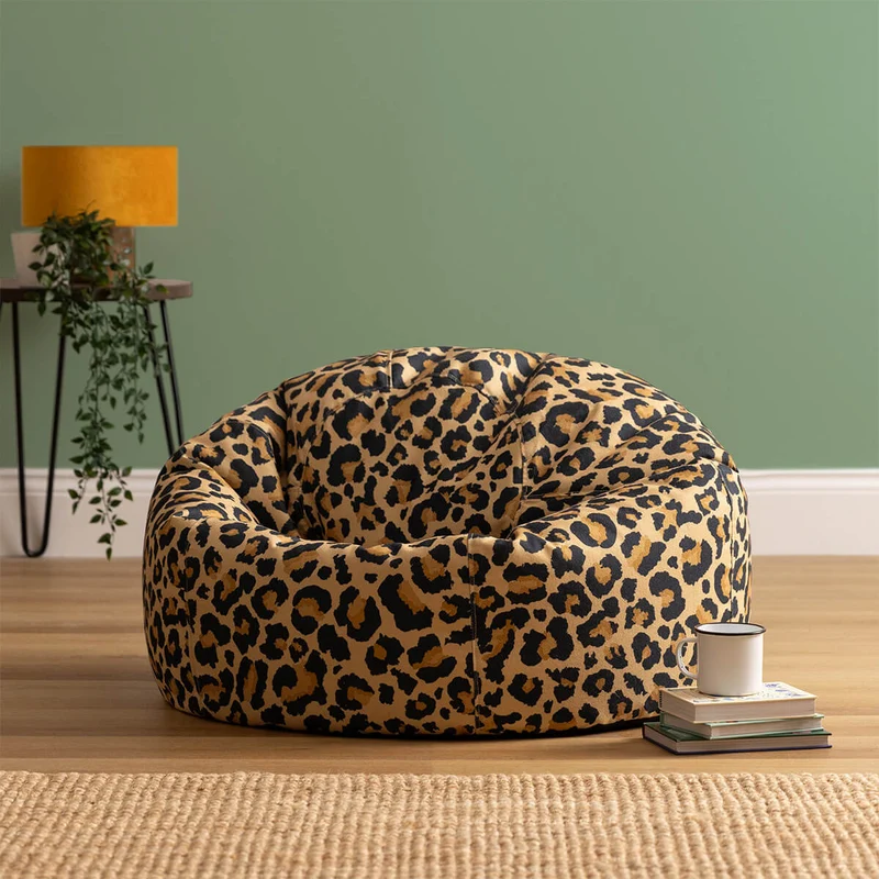 Kingston Gewebter Klassischer Sitzsack, Leoparden-Print, Mehrfarbig
