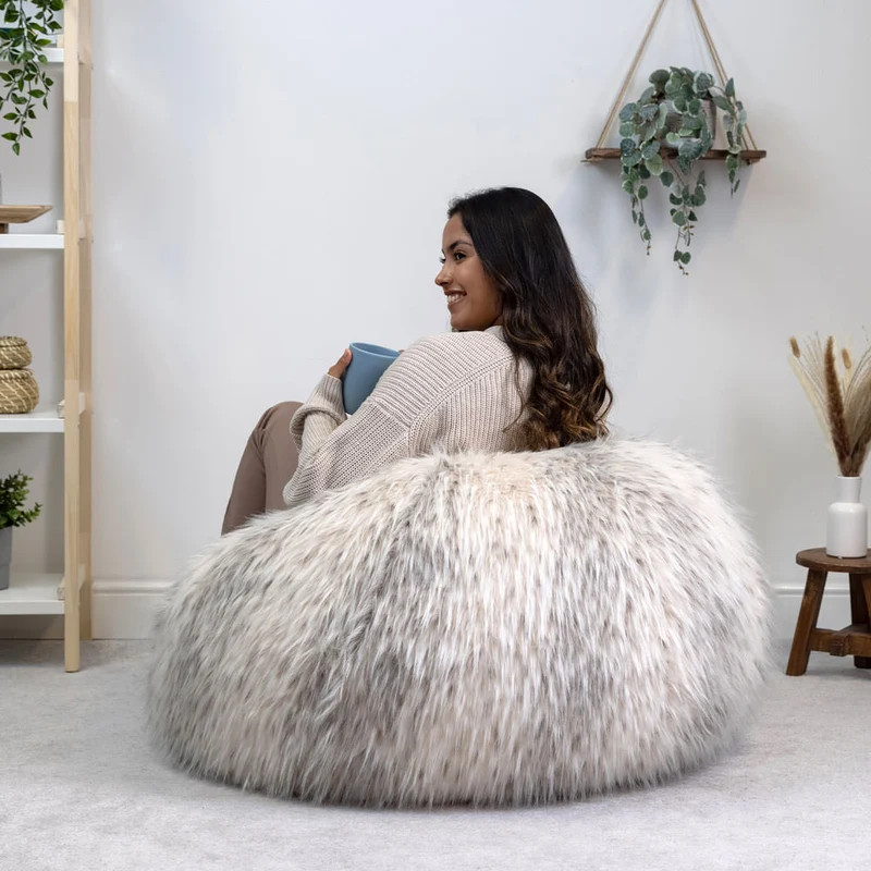 Sitzsack aus Kunstfell – Natur