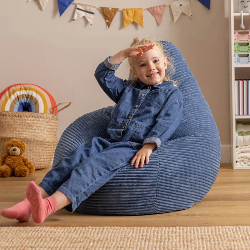 Dalton Sessel-Sitzsack für Kinder, Cord, Denimblau