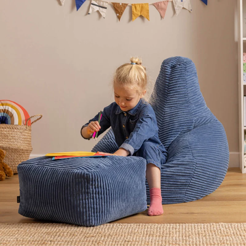 Dalton Sessel-Sitzsack für Kinder, Cord, Denimblau