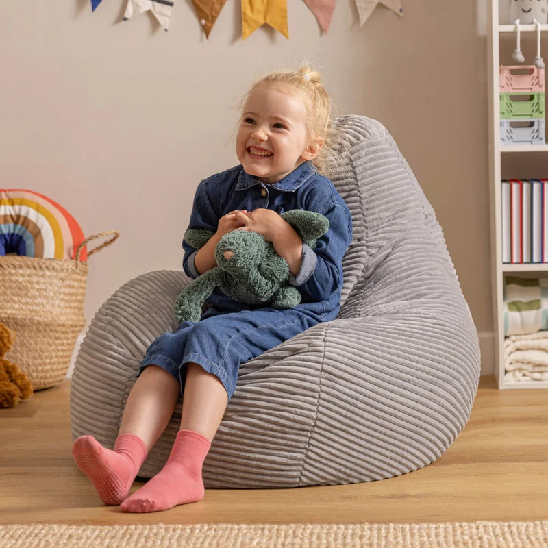 Dalton Sessel-Sitzsack für Kinder, Cord, Grau