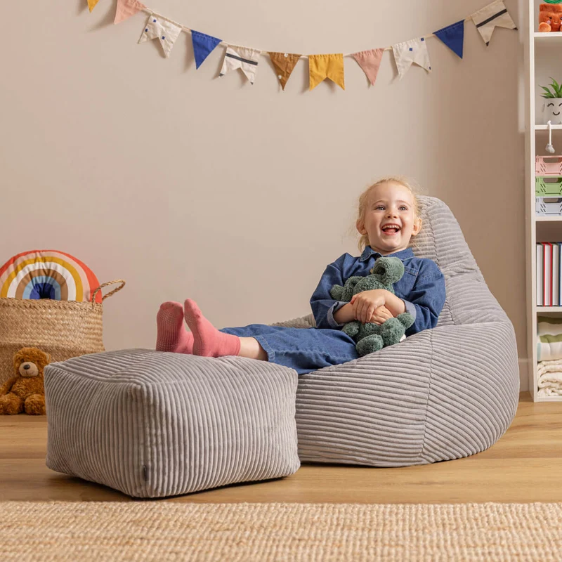 Dalton Sessel-Sitzsack für Kinder, Cord, Grau