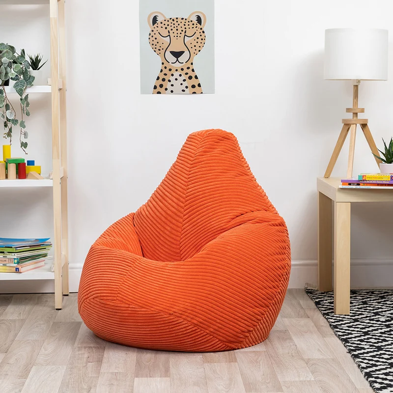 Sitzsack für Kinder Dalton Cord mit hoher Rückenlehne – Orange