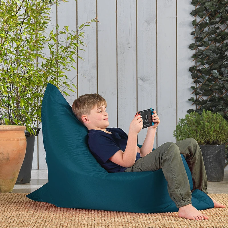 Sitzsack für Kinder, große Tasche, Indoor-Outdoor Bodenkissen – Blaugrün