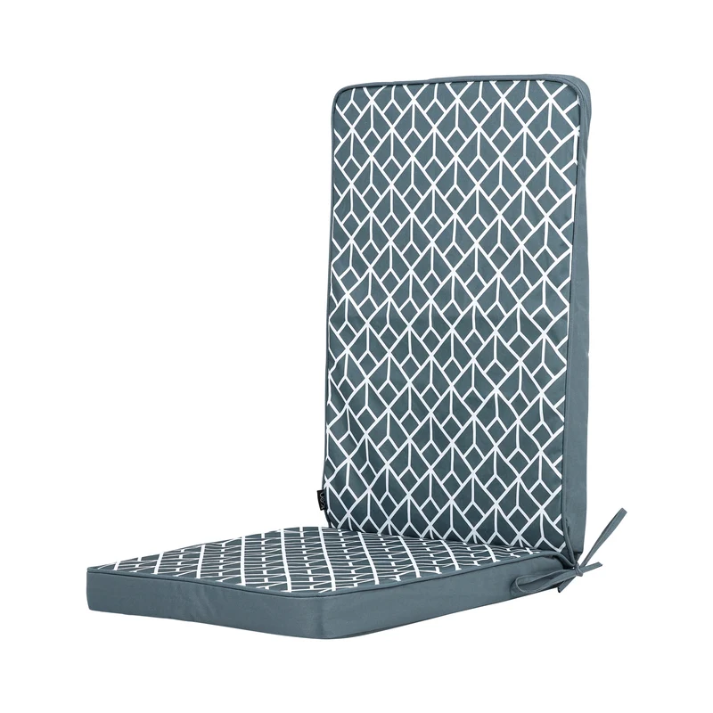 Sitzkissen für Hochlehner, geometrisches Muster, Outdoor – Anthrazit