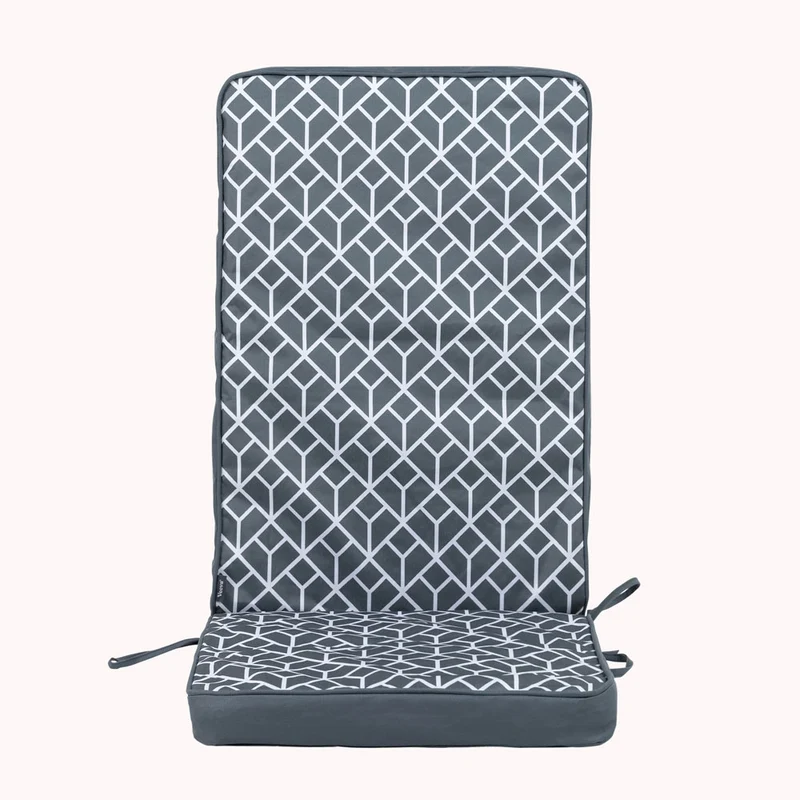 Sitzkissen für Hochlehner, geometrisches Muster, Outdoor – Anthrazit