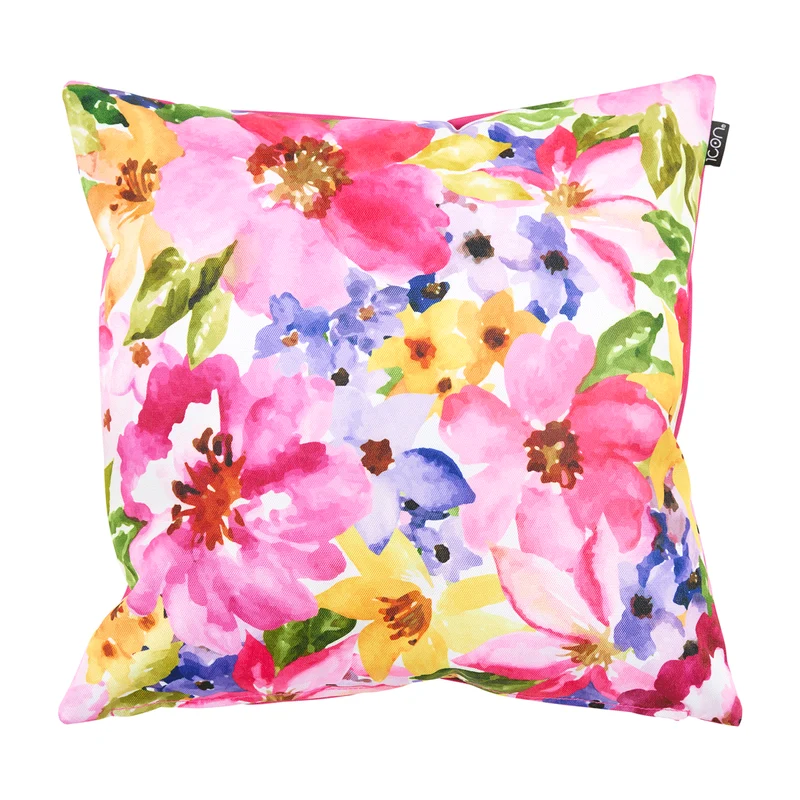 Outdoor-Kissen mit Blumen-Aquarell-Druck