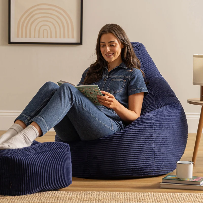 Dalton Sessel-Sitzsack, Cord, Dunkenblau