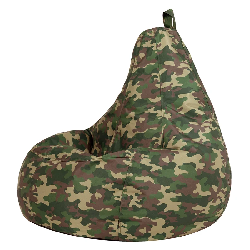 Sitzsack mit Rückenlehne für Gamer, wasserabweisend, grünes Camouflage-Muster