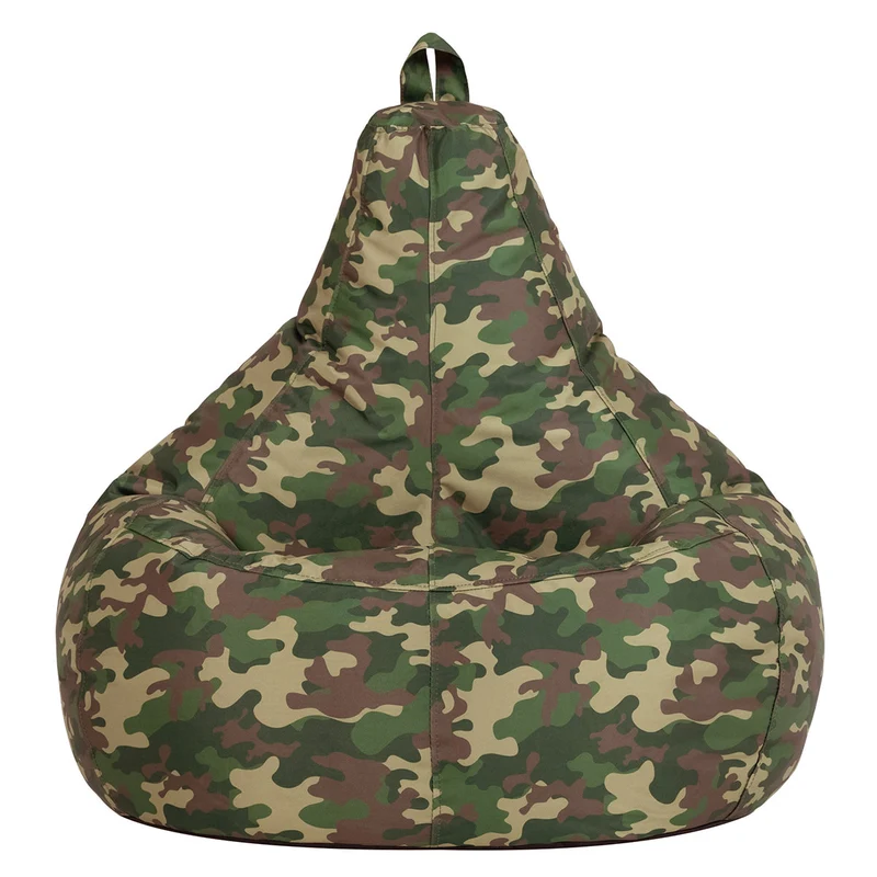 Sitzsack mit Rückenlehne für Gamer, wasserabweisend, grünes Camouflage-Muster