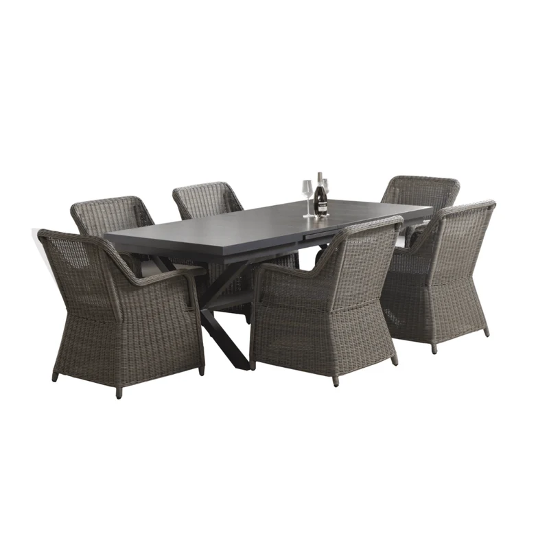 Boender Outdoor dining tuinset 7 delig rotan met uitschuifbare tafel