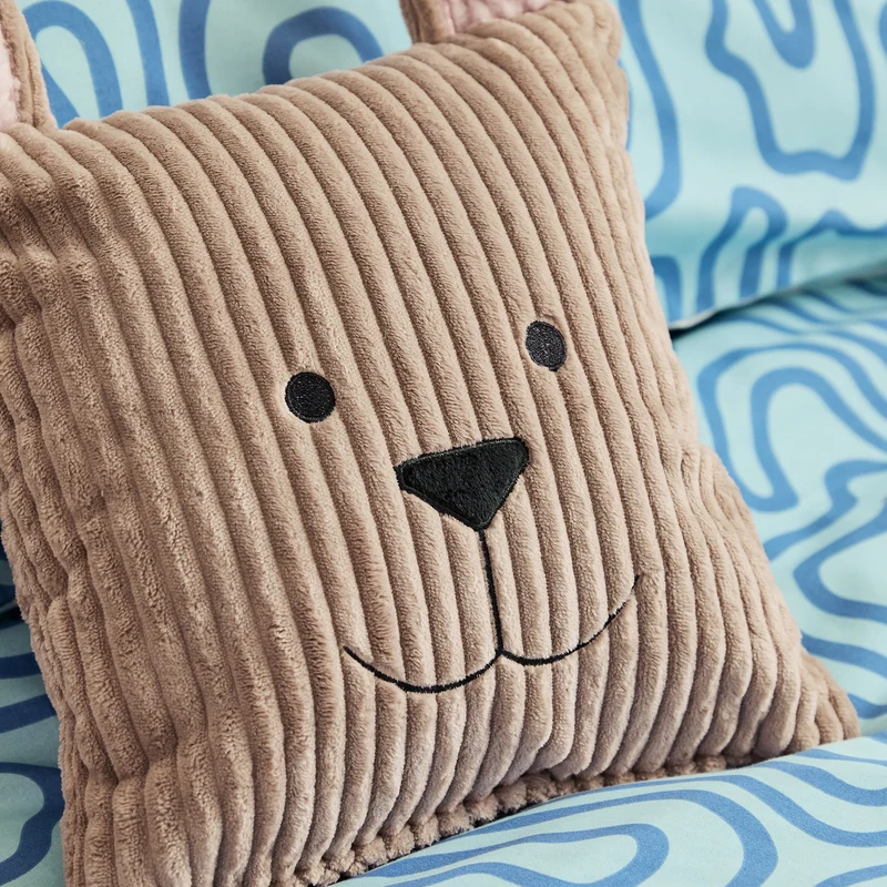 Kinder Bertie Bear Kordsamt Kissen - Mokka