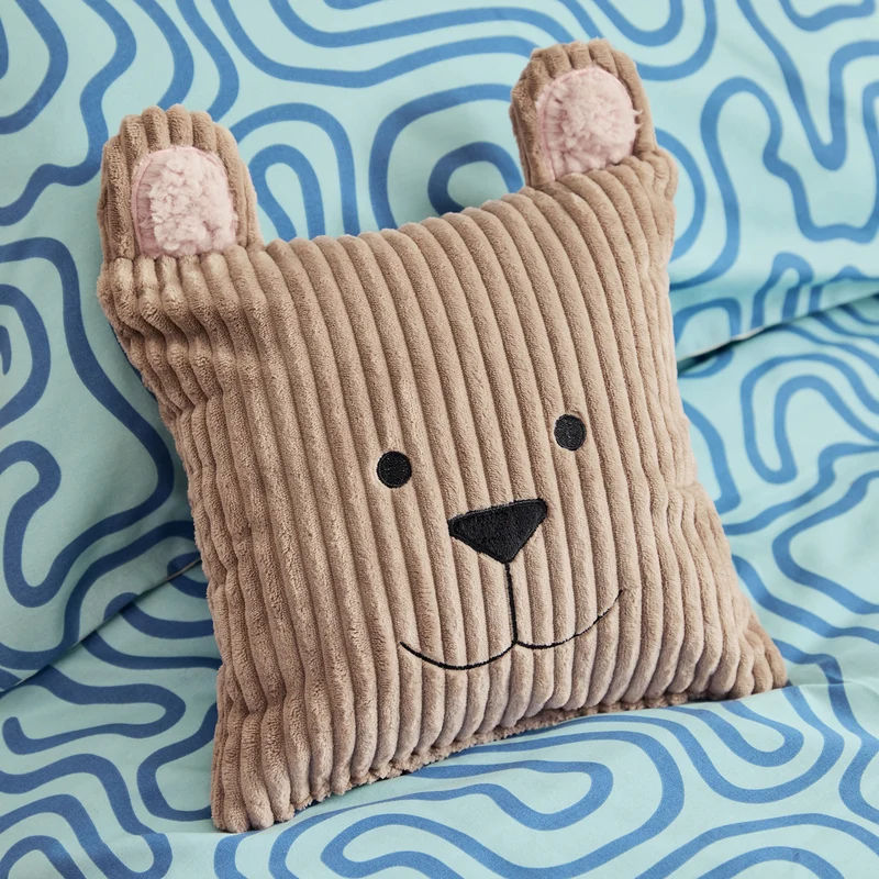 Kinder Bertie Bear Kordsamt Kissen - Mokka