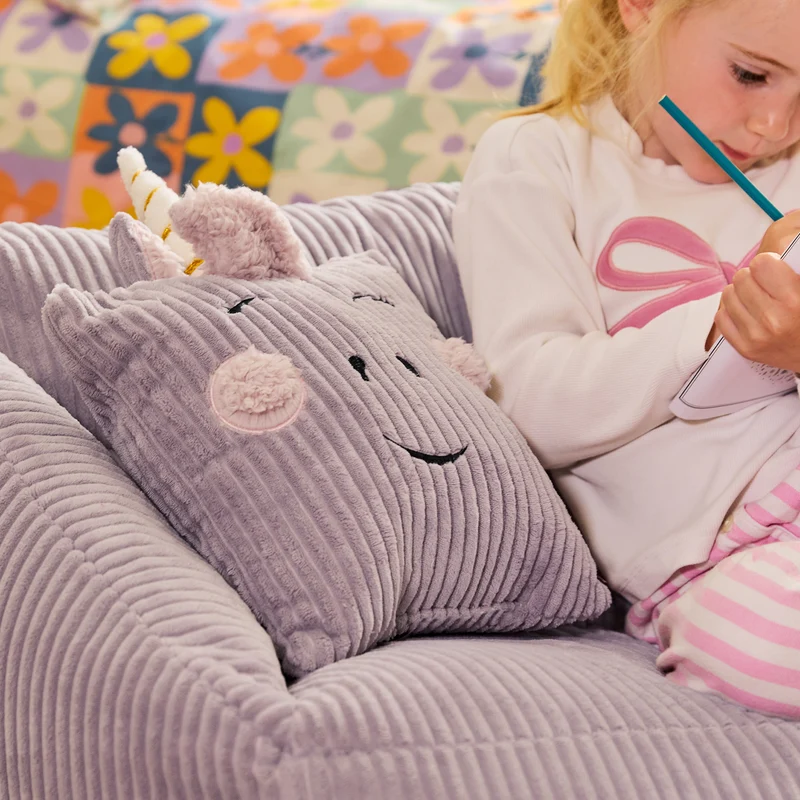 Kinder Luna Einhorn Kordkissen – Lavendel