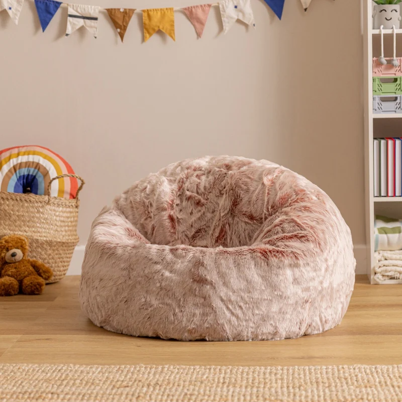 Kunstfell-Sitzsack von für Kinder, Rosa