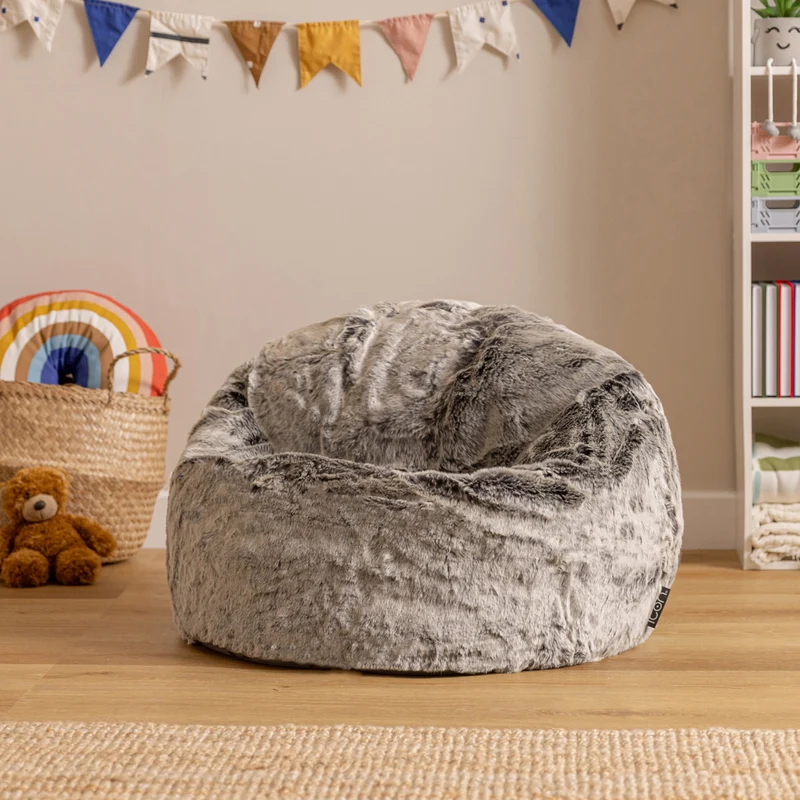 Kunstfell-Sitzsack von für Kinder, Grau