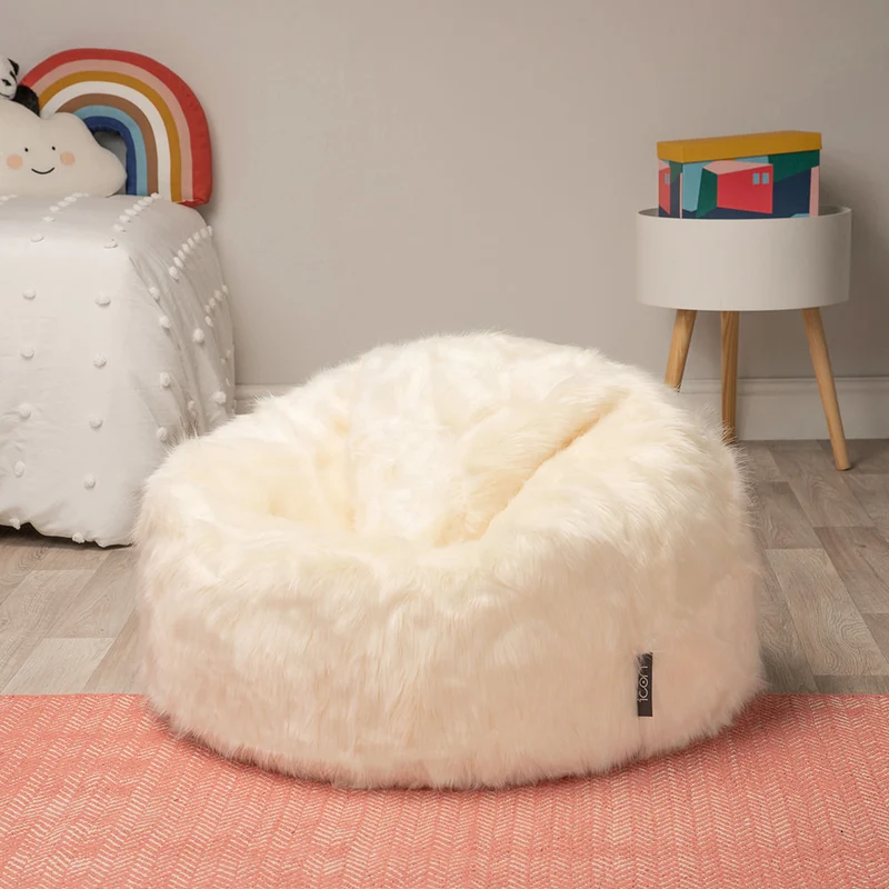 Kinder Kingston Luxus-Sitzsack aus Kunstpelz – Beige