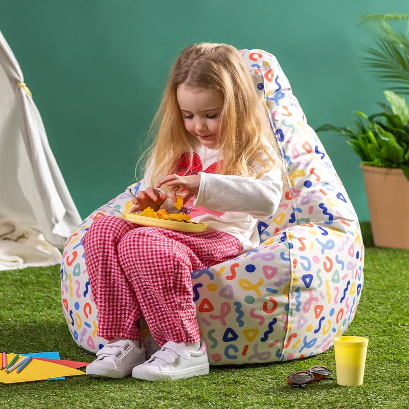 Kinder Dalton Indoor-Outdoor Hochlehner-Sitzsack – Konfetti Bunt