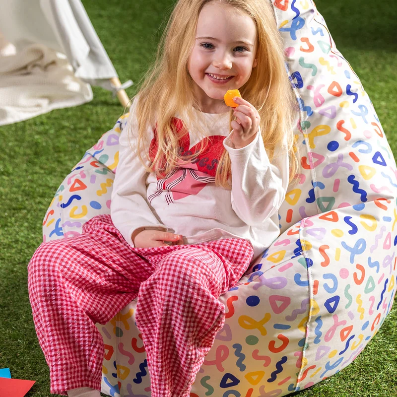 Kinder Dalton Indoor-Outdoor Hochlehner-Sitzsack – Konfetti Bunt