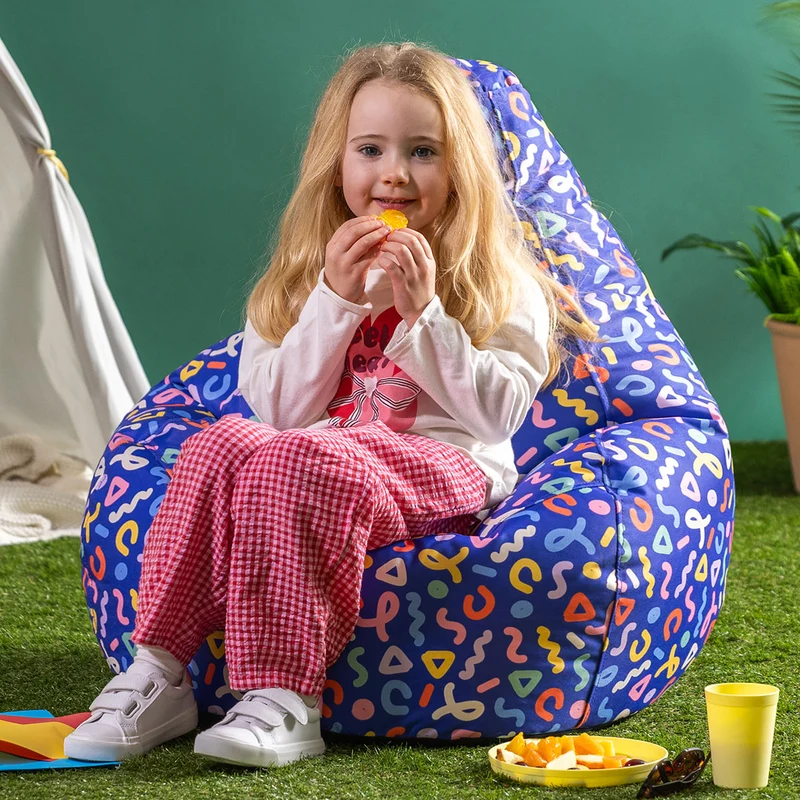 Kids Dalton Indoor-Outdoor Hochlehnen-Sitzsack – Konfetti-Blau