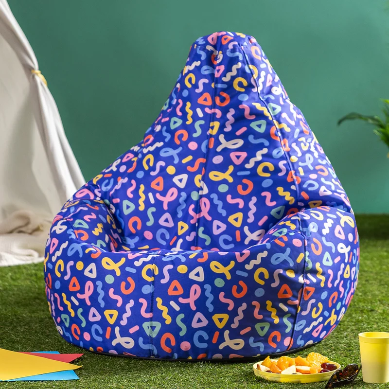 Kids Dalton Indoor-Outdoor Hochlehnen-Sitzsack – Konfetti-Blau