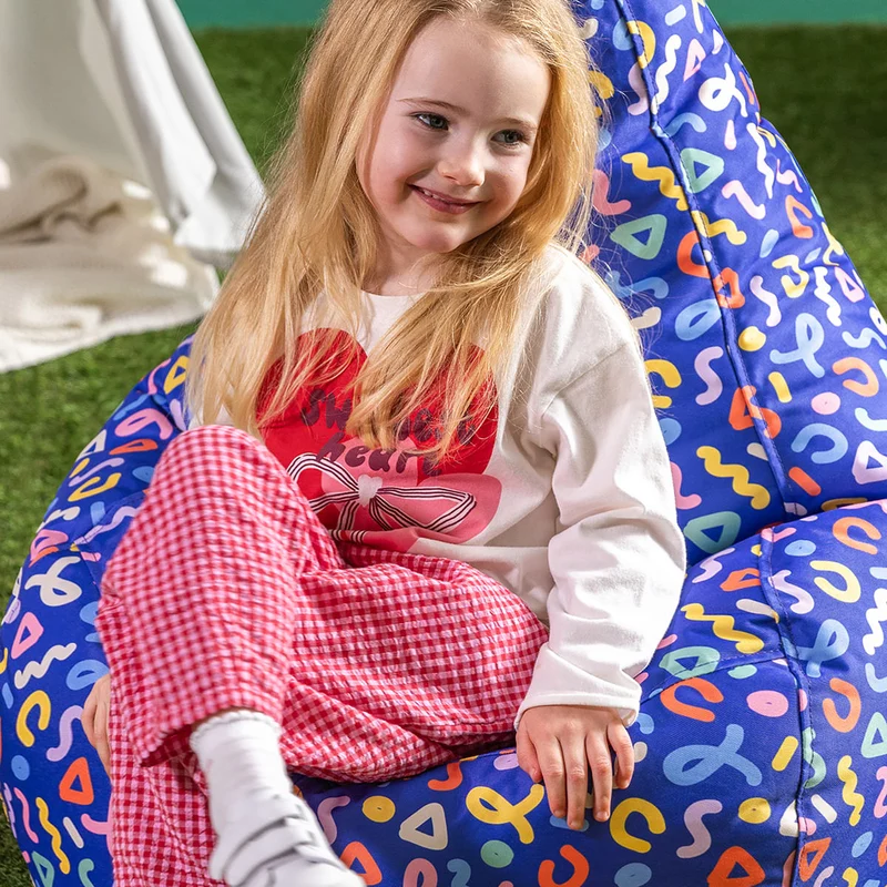 Kids Dalton Indoor-Outdoor Hochlehnen-Sitzsack – Konfetti-Blau