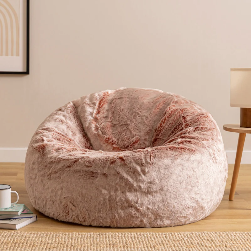 Hacienda klassischer Kunstfell-Sitzsack, Rosa