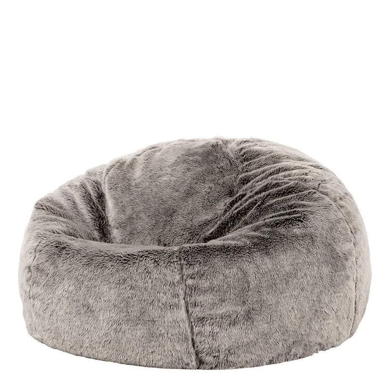 Arctic Wolf klassischer Kunstfell-Sitzsack, Grau
