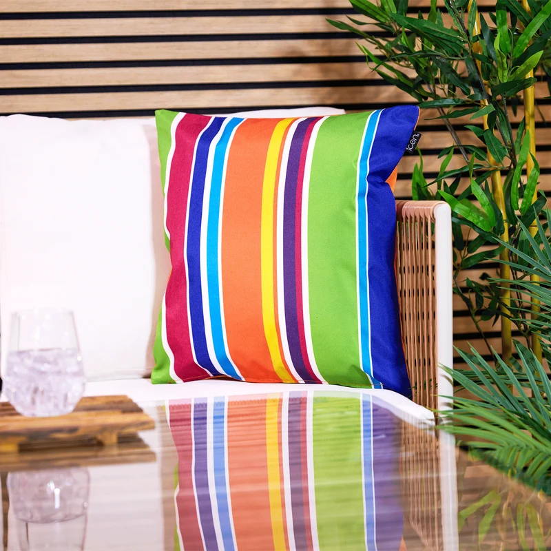 Gestreiftes Indoor-Outdoor Kissen - Technicolor