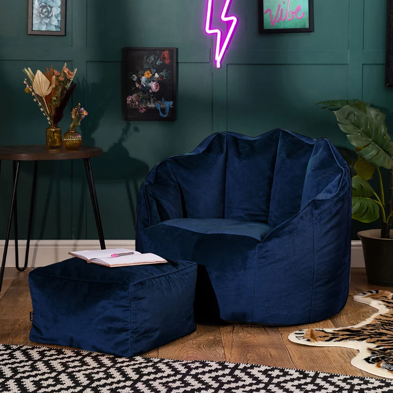 Sitzsack Sessel Sirena Samt - Marineblau