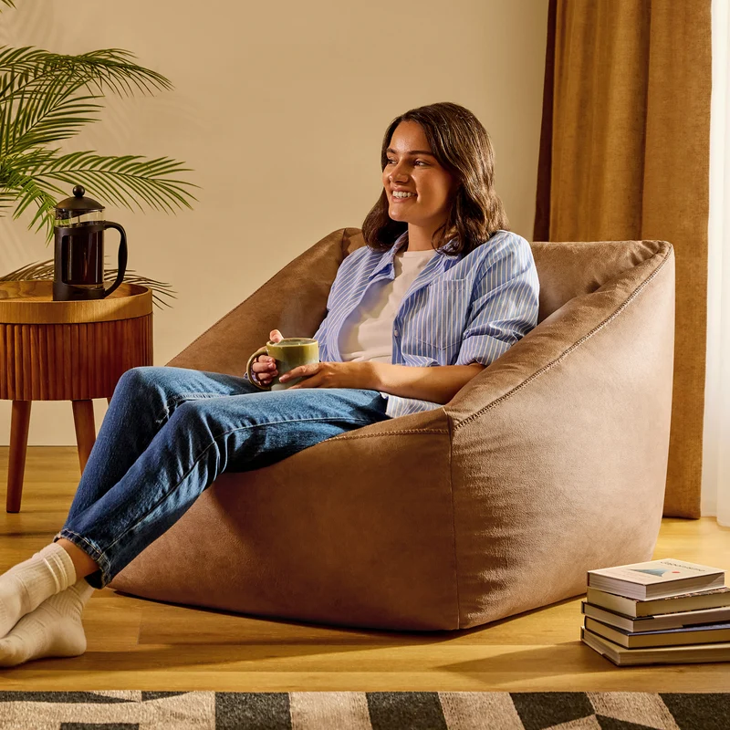 Natalia Kunstleder Sessel Sitzsack – Hellbraun