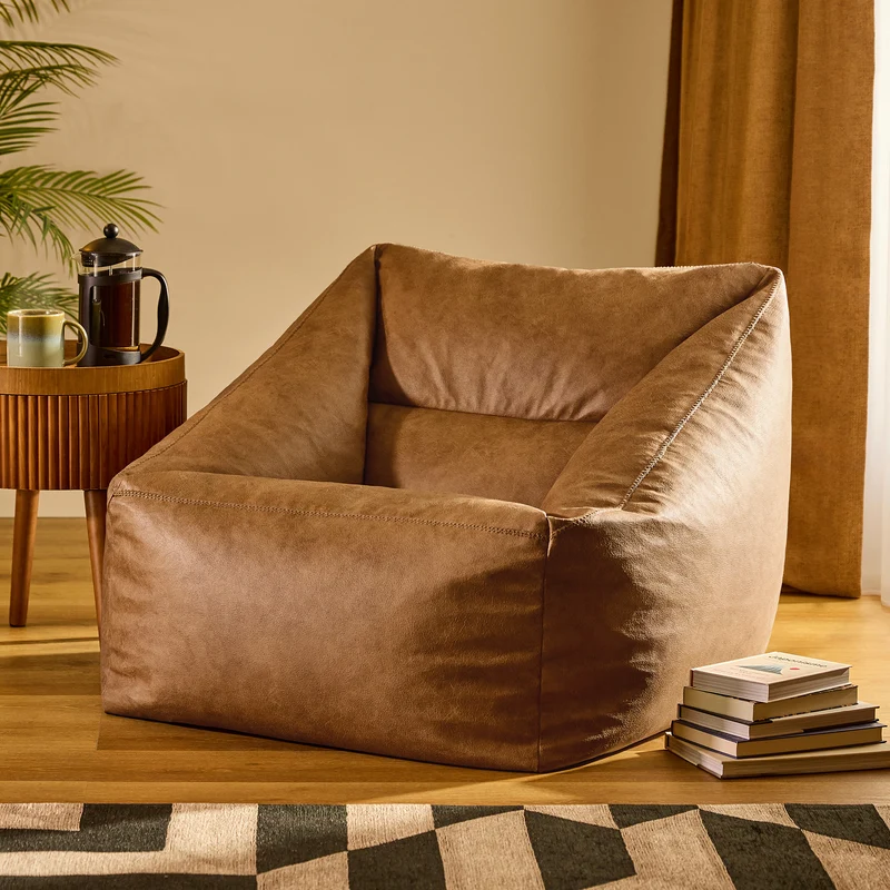 Natalia Kunstleder Sessel Sitzsack – Hellbraun
