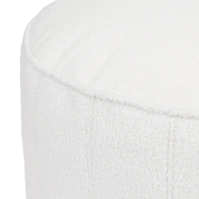 Milano Bouclé Runder Hocker - Elfenbein