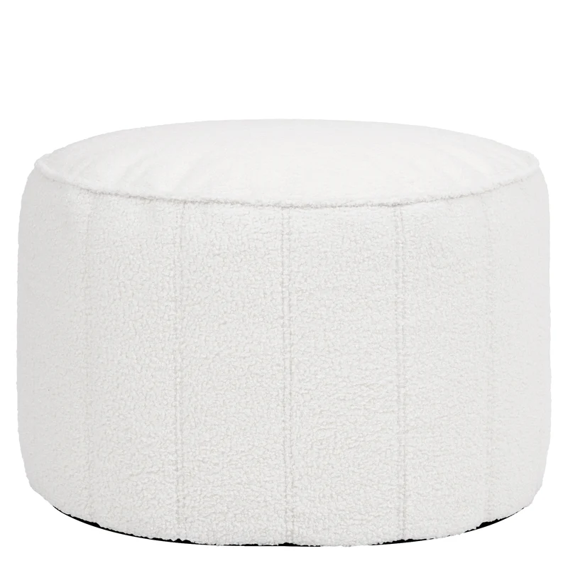 Milano Bouclé Runder Hocker - Elfenbein