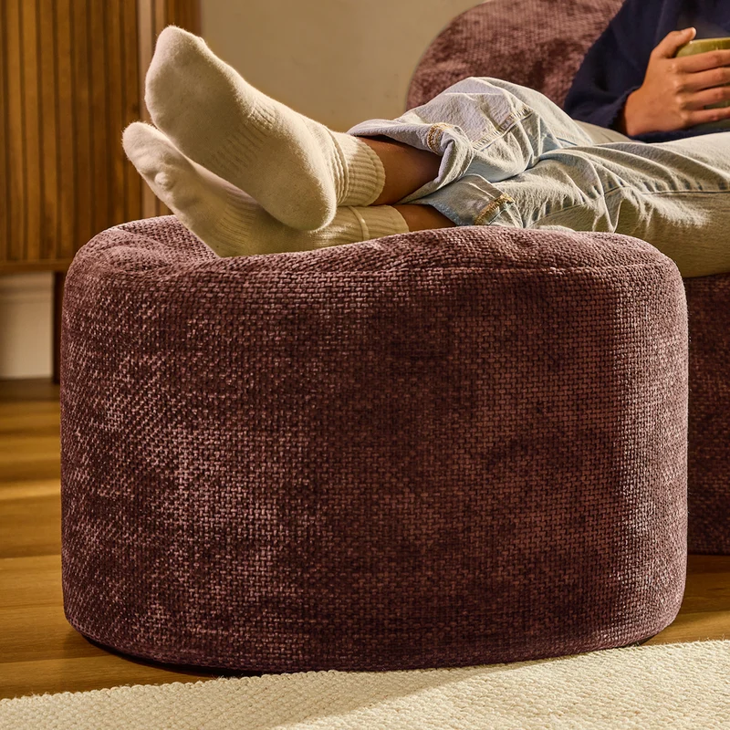 Milano Chenille Runder Hocker - Mulberry