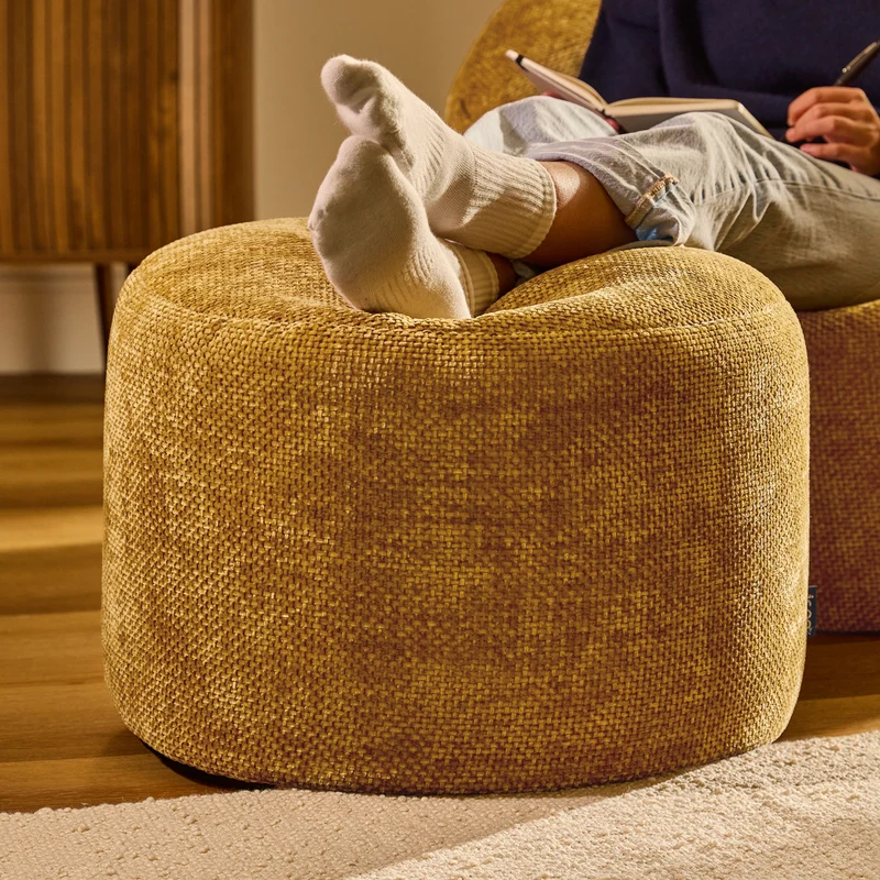 Milano Chenille Runder Hocker - Gold