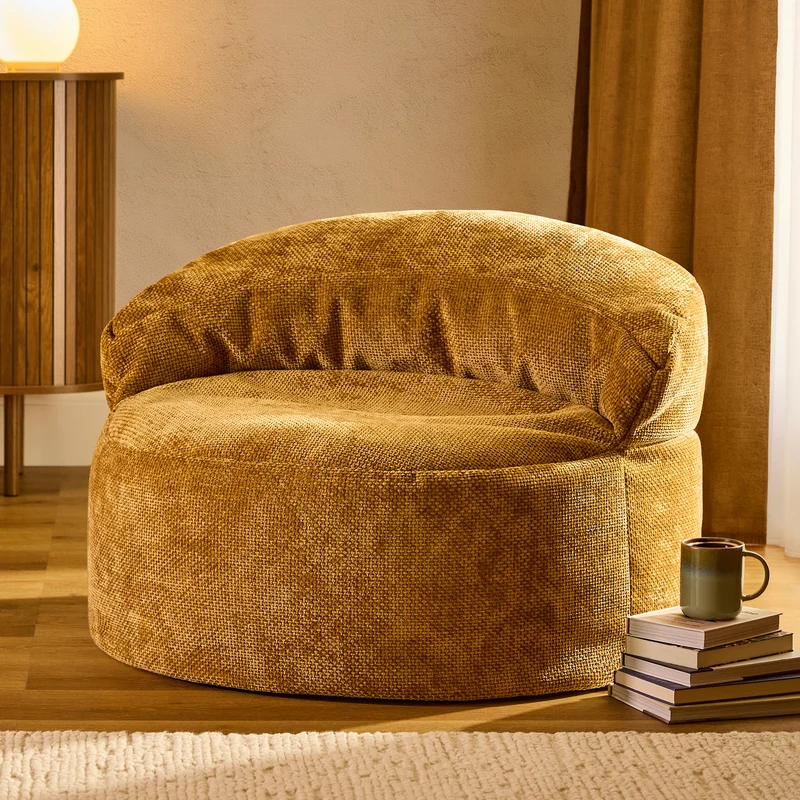 Orb Chenille Akzentsessel Sitzsack – Gold