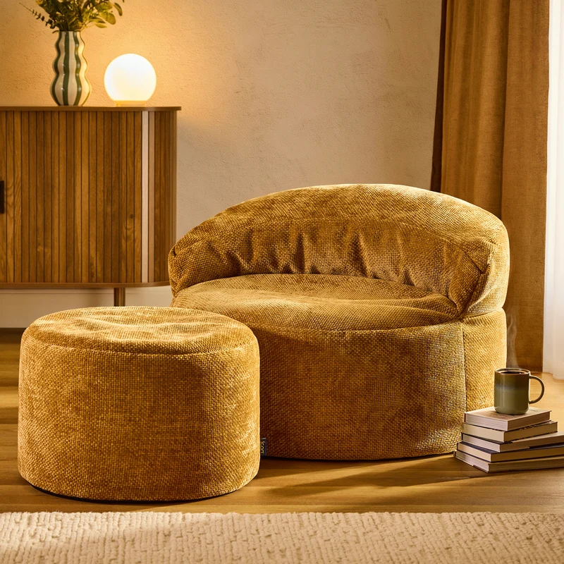 Orb Chenille Akzentsessel Sitzsack – Gold