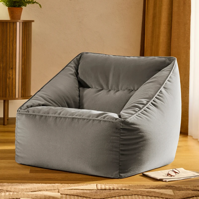 Natalia Sessel-Sitzsack mit Samtbezug, Dunkengrau
