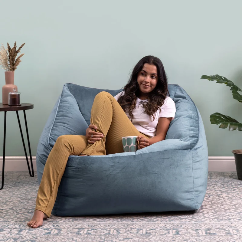 Natalia Sessel-Sitzsack mit Samtbezug, Hellblau