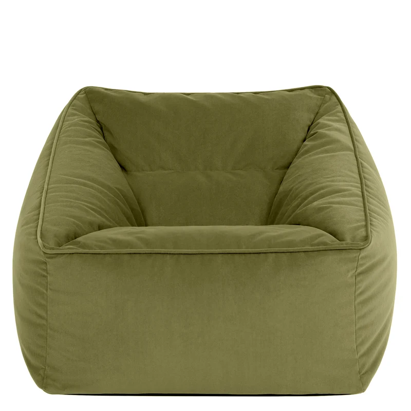 Natalia Sessel-Sitzsack mit Samtbezug, Olivgrün