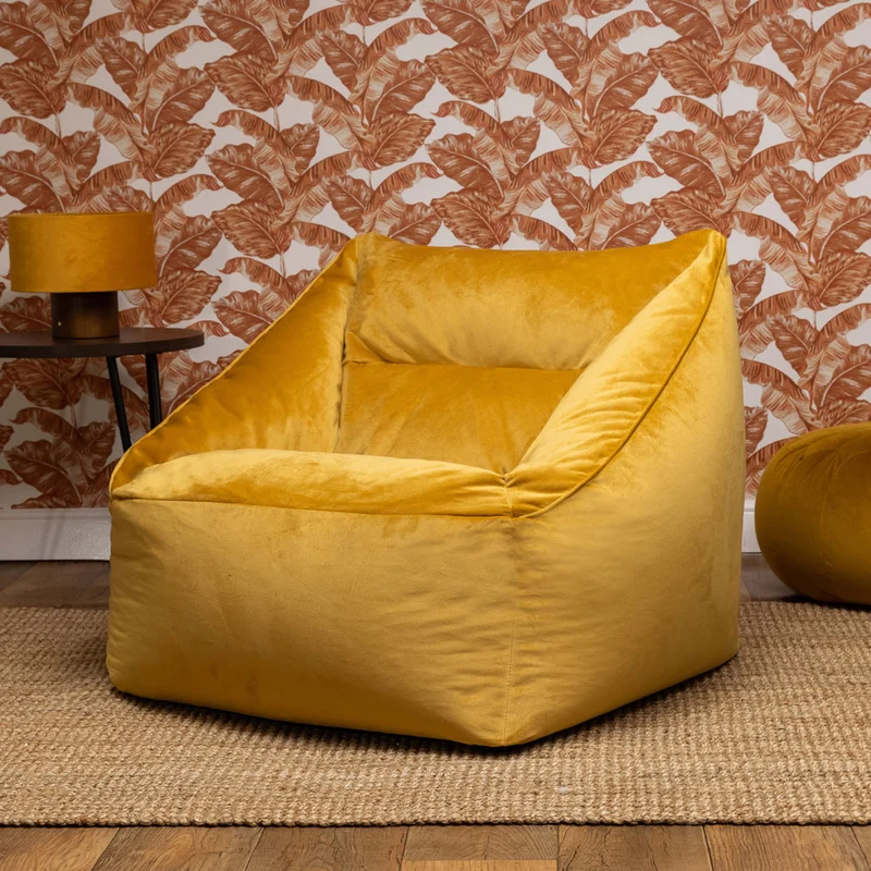 Natalia Sessel-Sitzsack mit Samtbezug, Gelb