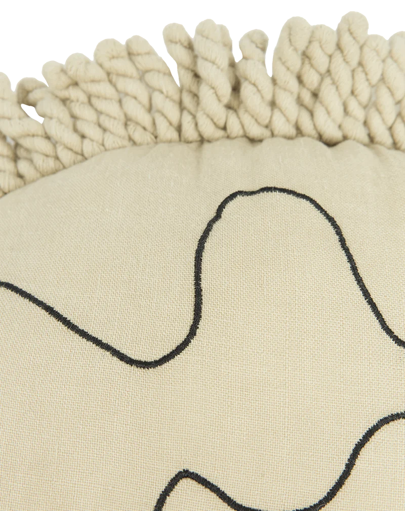 Cushion in washed French linen - Enzo the hedgehog - L1N0
