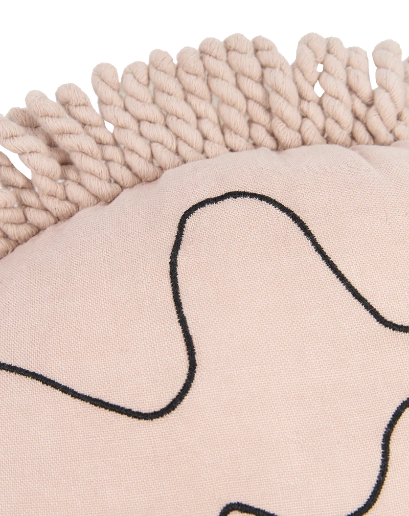 Cushion in washed French linen - Enzo the hedgehog - L1N0